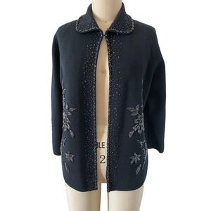 Vintage 60's Beaded Wool Cardigan Sweater in Very Good Condition Rare Large Size